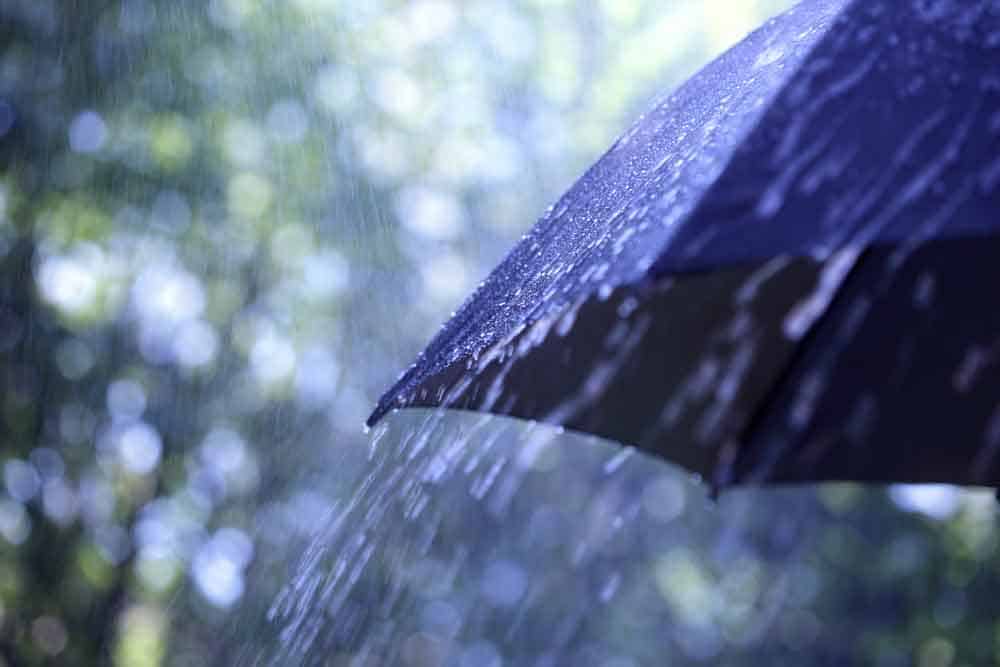 rain falling on umbrella