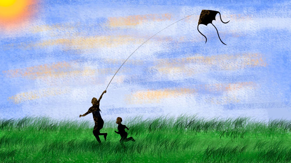 mother-son-flying-kite